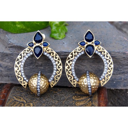 Designer Black Gold Ball Earrings